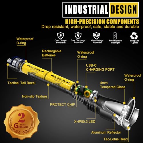 Pfsn Professioner FBA-TCP50 Brightest Rechargeable Flashlights High Lumens thumb #2
