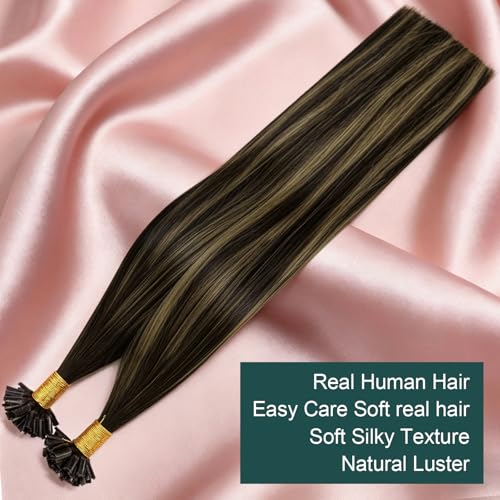 Image of Easyouth Balayage U Tips Hair Extensions Human Hair, 14 Inch 50G 50S, Ktip Extension, Straight Utip for Short Hair with Invisible Design