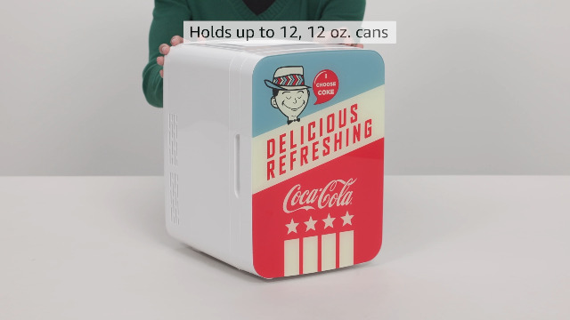Image of Cooluli Retro Coca-Cola Mini Fridge for Bedroom - Car, Office Desk & College Dorm Room - 10L /12 Can Small Refrigerator - AC /DC 12V Portable Cooler & Warmer for Food, Drinks & Skincare (Coke, Vintage)