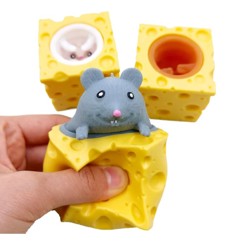 Cat Toys Interactive Cheese Mouse Toy for Indoor Cats Adult & Kittens – Squeeze Silicone Pop Out Mouse, Funny Play Toy, Stress Relief Decompression Pet Toy Accessories for Indoor Play 1 pc-image-24