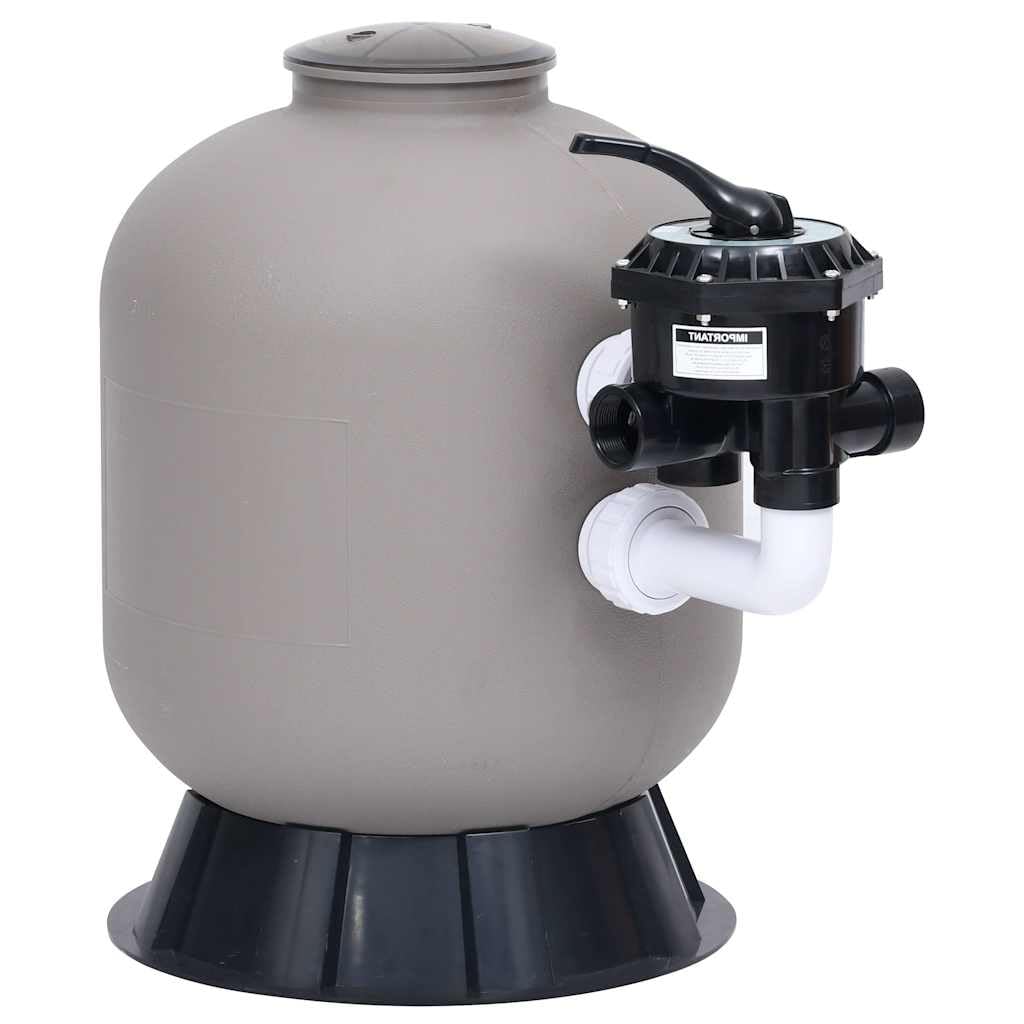 Filtro de arena para piscina con válvula lateral de 6 vías, color gris, plástico duradero para jardín, piscina, jacuzzi, spa y piscina de agua, incluye conexión para bomba de 0,75 CV