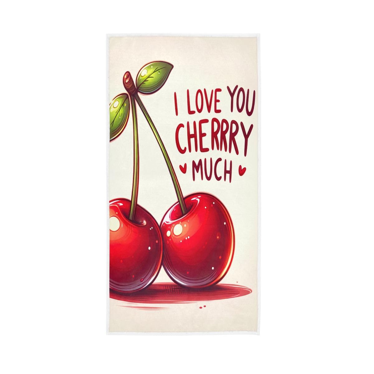 LSRCPD Valentine I Love You Cherry Much Hand Towel Soft Washcloths Absorbent Towels 15 x 30 Inch