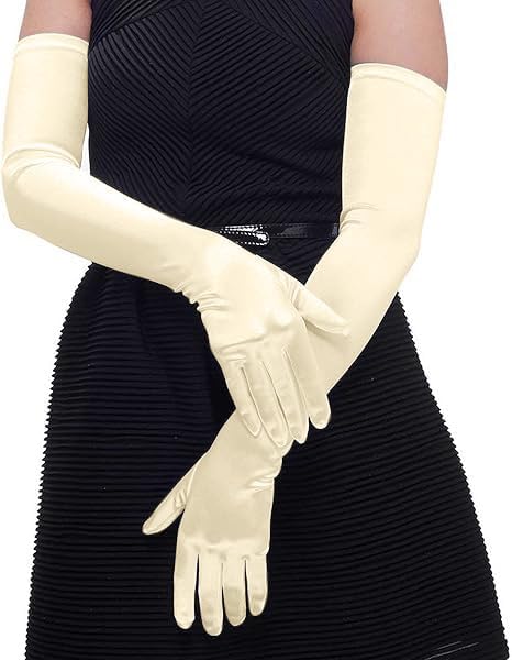 Lansian Long Opera Party Gloves for Women 1920s 20s Satin Gloves Costumes Elbow Length Bridal Evening Dress, 21 inches - Image 7