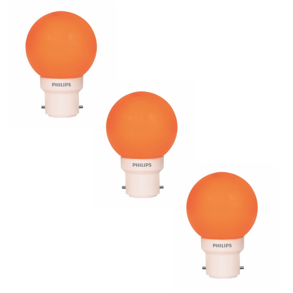 Deco Mini Base B22 0.5-Watt LED Bulb (Orange) - Pack of 3