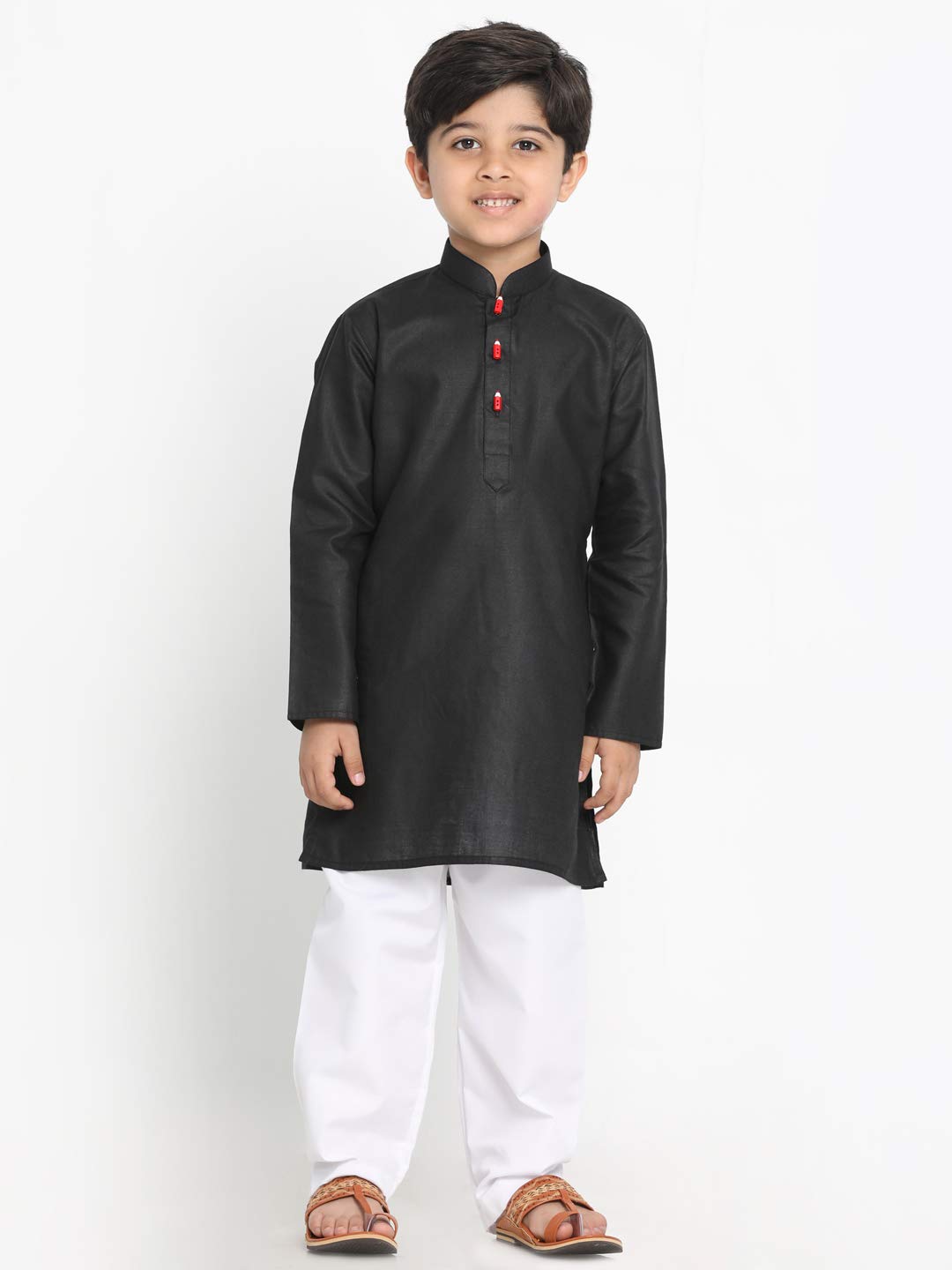 Jbn Creation Boys' Black Cotton Blend Kurta And Pyjama Set_Jbnbk066Blnpwh_16
