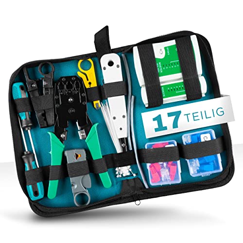 RJ45 Crimpzange Set Komplett - Mit Netzwerktester & 50 Steckern