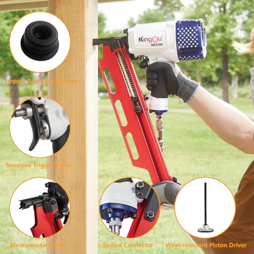 Image of KingOu American Style NR2190 21 Degree Plastic Strip Framing Nailer Gun Aluminum Magazine
