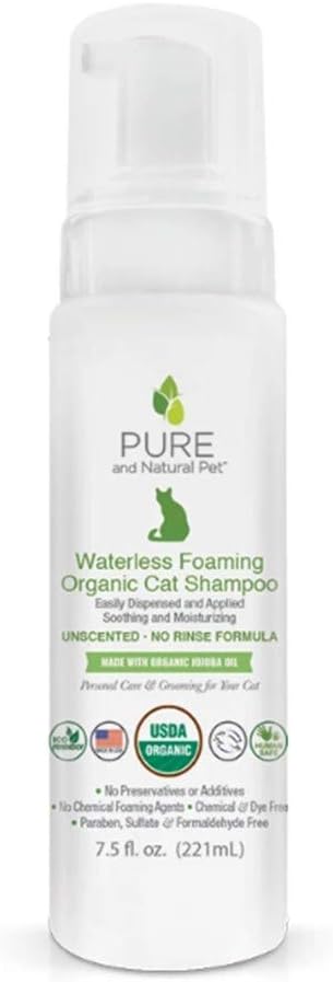 Pure and Natural Pet - Unscented Waterless Foaming Organic Cat Shampoo 7.5 oz. (PN752)