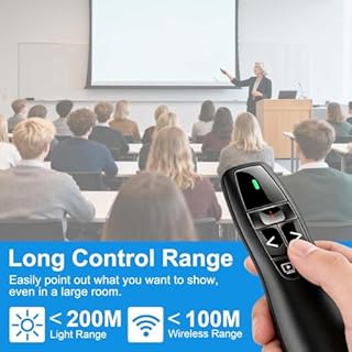 Ergonomico Puntatore Presentatore Wireless Presenter Telecomando Presentazioni Powerpoint Senza Fili, 2.4GHz Telecomando Slide PC Pointer Penna Presentazioni per Computer Portatile Mac