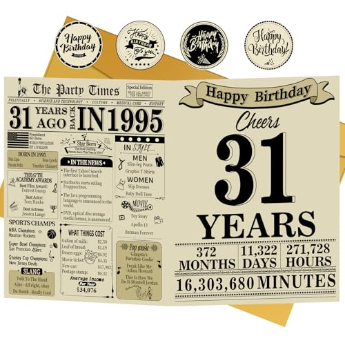 FOBELEC 31st Birthday Card 31st Birthday Party Decorations for Women & Men Birthday Greeting Card for 31 Year Old Wife Husband Back in 1995