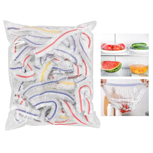 Esforzarse 100 tapas de plástico para conservar frescas, tapas de plástico blando, para la protección de la frescura de las verduras o para el hogar