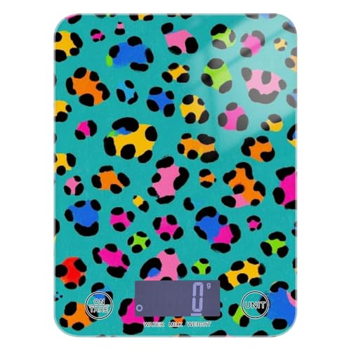 Báscula digital de alimentos portátil de color leopardo verde azulado de moda de 11 libras/1 onzas, 5 kg/5 g, báscula digital de cocina con 4 unidades para hacer jabón, hacer jabón, cocinar pesa para