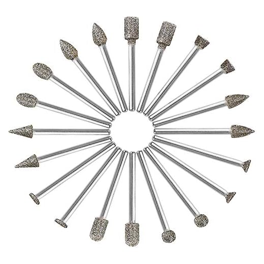 Fresas Diamante - GOXAWEE 20Pcs Juego de Brocas de Diamante Muela con Punta Montada / 3 mm Vástago para Dremel Herramientas Rotativas/Molienda Pulido Grabado de Bricolaje