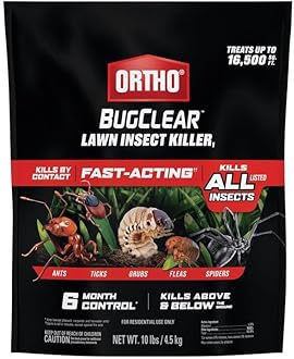 Ortho BugClear Lawn Insect Killer1 – Kills Ants, Spiders, Ticks, Fleas, Armyworms & Grubs, 10 lb Granules Treats Up to 16,500 sq. ft.