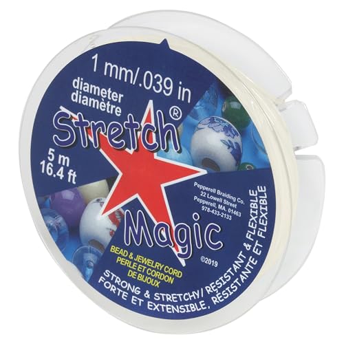 Image of Stretch Magic Elastic Beading Cord - Pearl Color, 1mm in Diameter, 5-Meter (16.4 ft) - Easy to Knot, Strong & Stretchy String for Making Beaded Jewelry