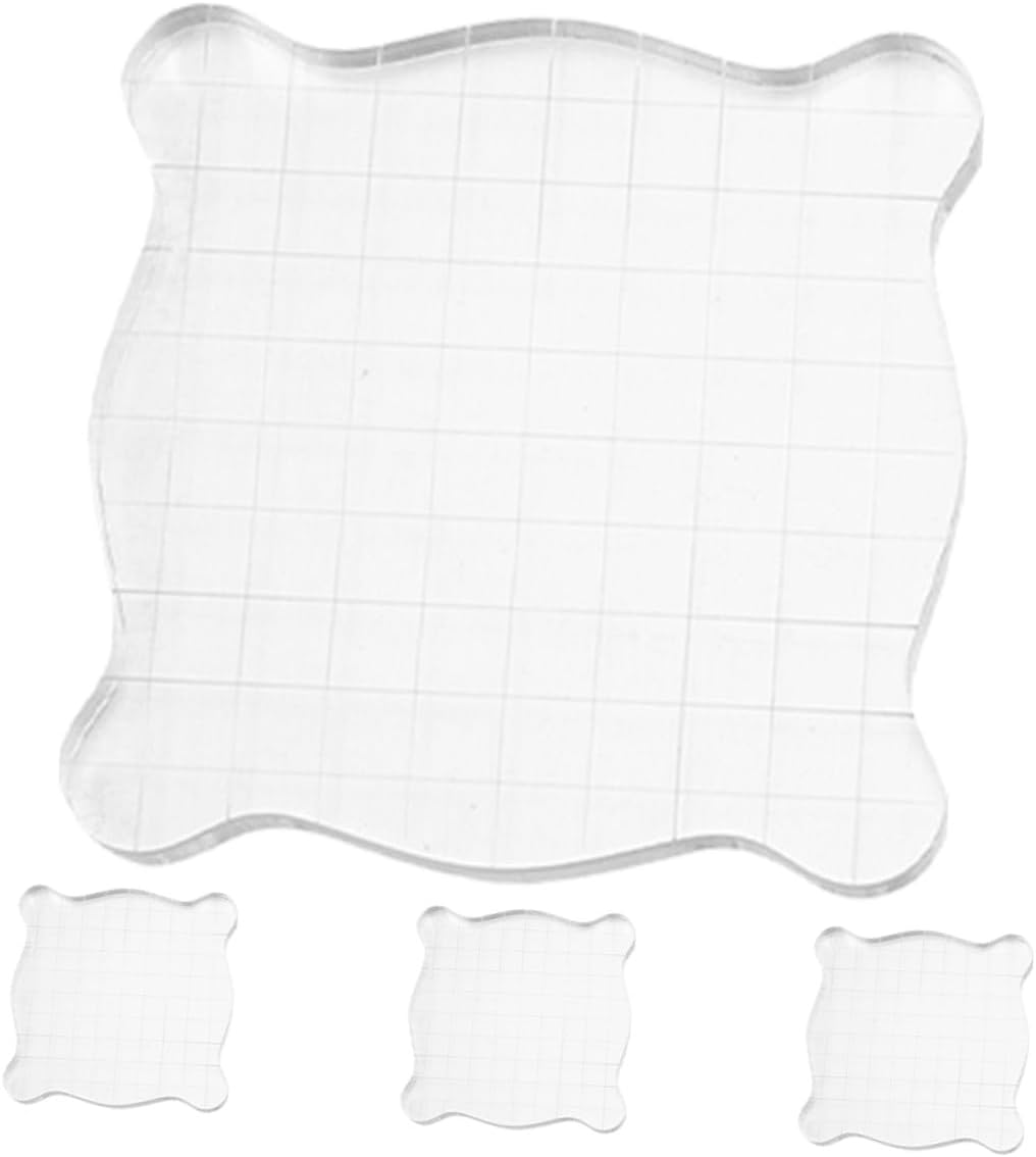 4pcs Acrylic Stamp Block Set for Crafting and DIY Projects with Grid Lines and Comfortable Grip, Versatile Application for Multiple Stamp Compatibility, for Scrapbooking and Card