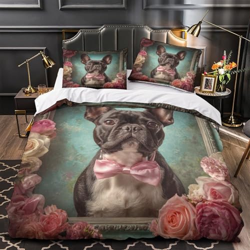 Housse de couette Bouledogue français 135x200 microfilbre - 2