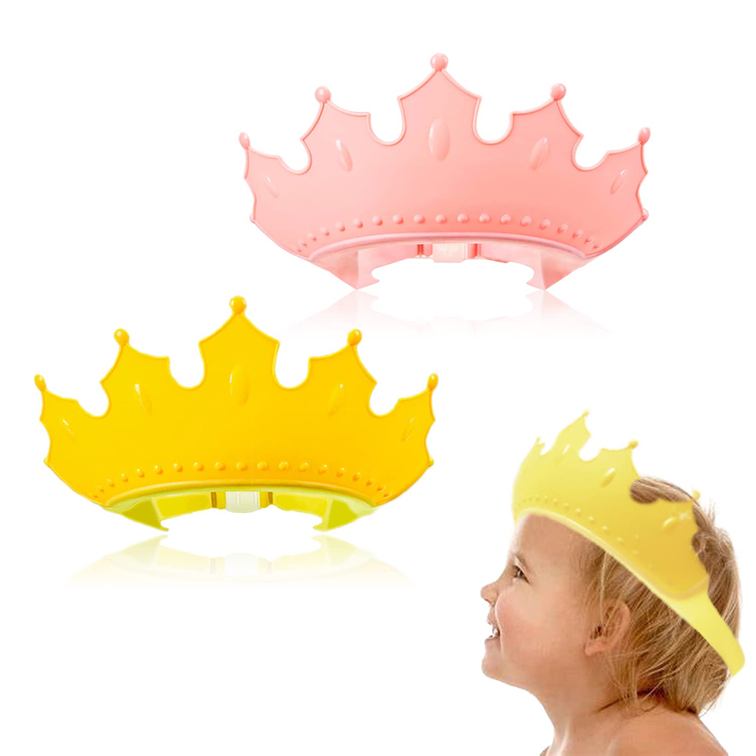 VIKSAUN 2 pcs Gorro de Ducha Bebé Gorro Ducha Niños, Sombrero Protección de Ojos de Bebé, Gorro de Ducha Ajustable para Bebé, rotege Los ojos y las orejas para Niños,Visera Baño Bebé