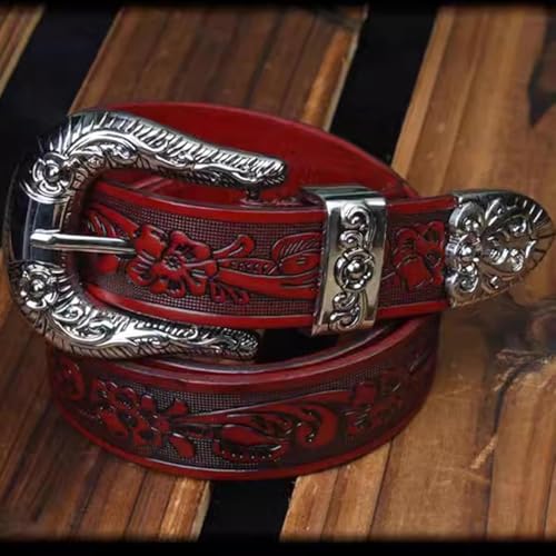 Unisex Extra Long Western Belt (105-150cm) - Engraved Embossed Full Grain Leather For Cowboy/Cowgirl Style2