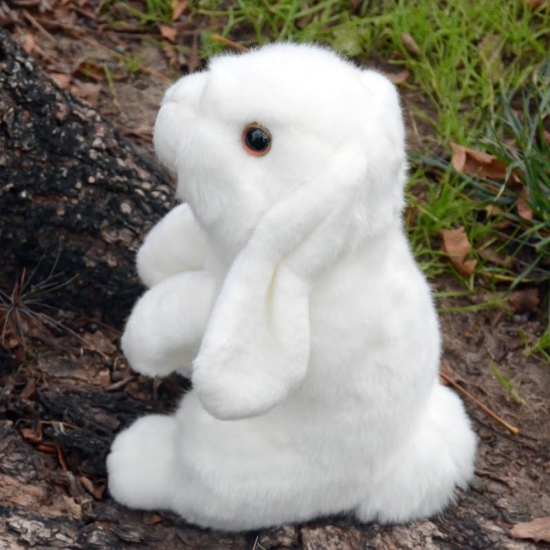 Peluche lapin bélier blanc réaliste et doux pour enfant - 4