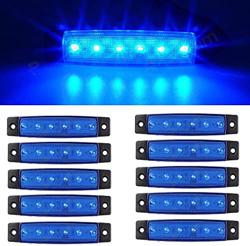 GSRECY 10 stks 3.8 inch 6 LED 24v Side Led Marker Trailer marker lichten voor vrachtwagens, Marker licht amber, Achterkant marker licht, Truck cabine marker lichten, RV marker licht (blauw)