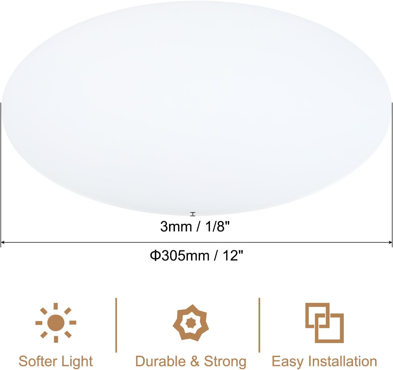 PATIKIL Lampshade Diffuser, 12" Diameter Round Diffuser for Drum Lampshades Pendants Light, DIY Light Shield, Frosted White