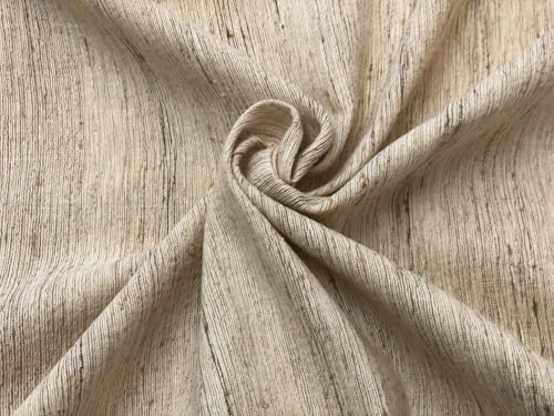 Tissu en soie Tussar beige drapé fluide à lignes naturelles 129,5 cm pour robe de cérémonie