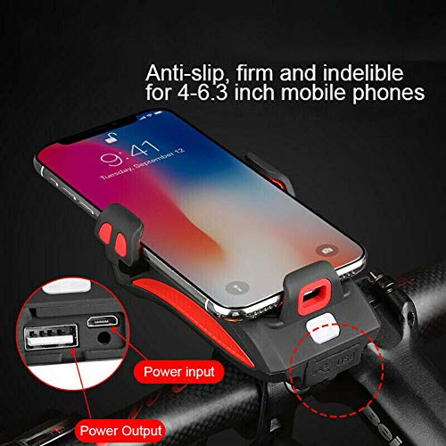 Faro Bici Ricaricabile 4 In 1 - Supporto Telefono, Clacson 130DB, Power Bank 4000mAh, Impermeabile - Foto 10