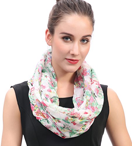 Lina & Lily Floral Print Women's Infinity Scarf Lightweight Spring Fall