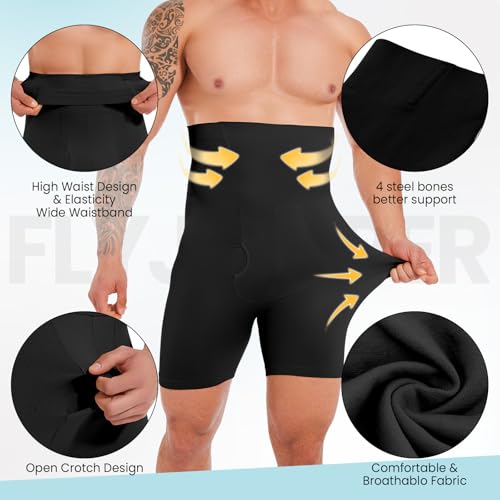 Men's Tummy Control Shorts High Waist Slimming Shapewear Body Shaper Seamless Belly Girdle Compression3