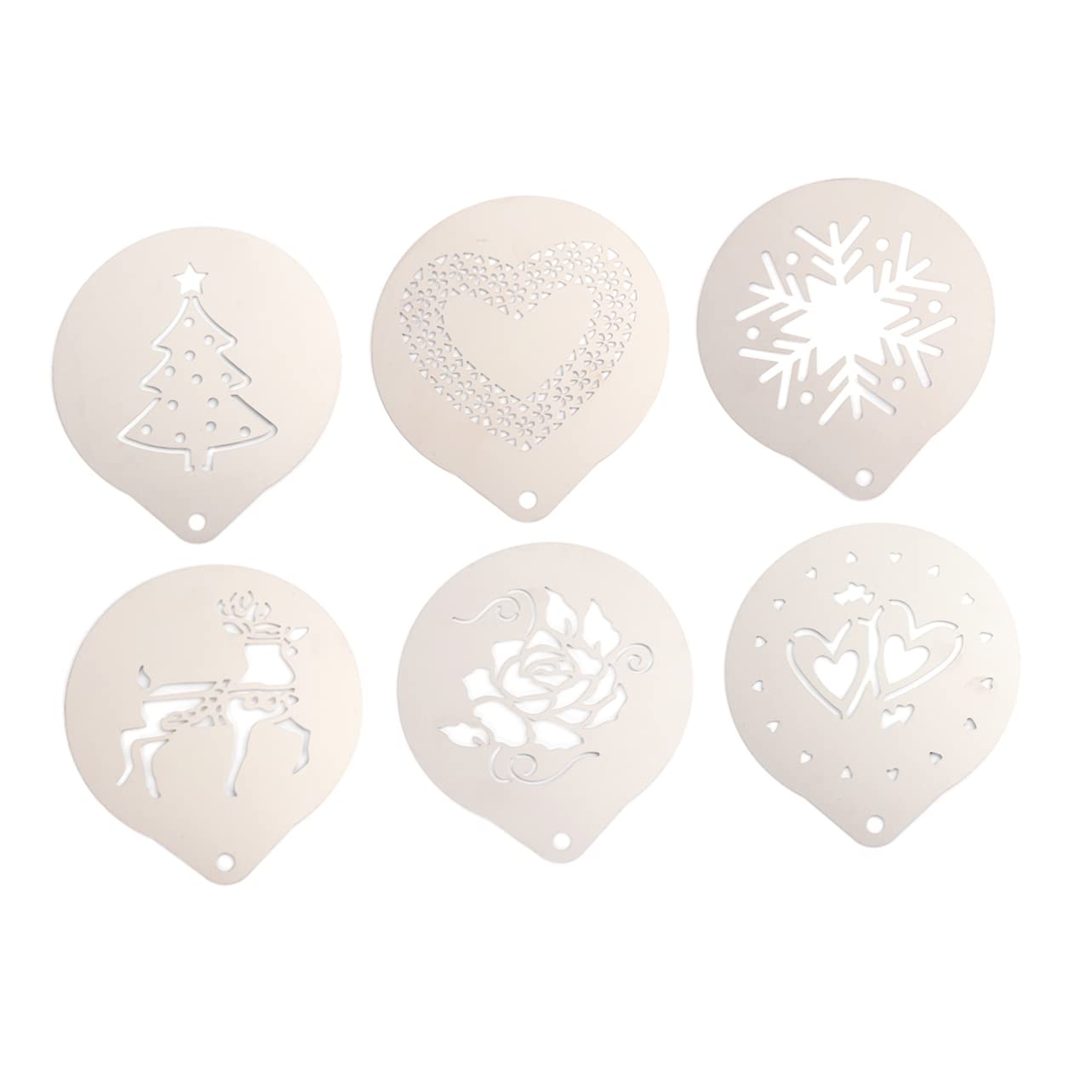 Amosfun 3 Juegos 6 Piezas Plantillas De Café Tragos De Expreso Molde De Café Plantilla De Spray De Leche s De Artes Capuchino De Arte Latte De Galleta Silver