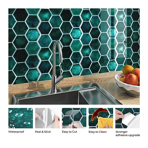 FunStick azulejos verde esmeralda 12x12 para transformar tu cocina o baño con estilo moderno 3