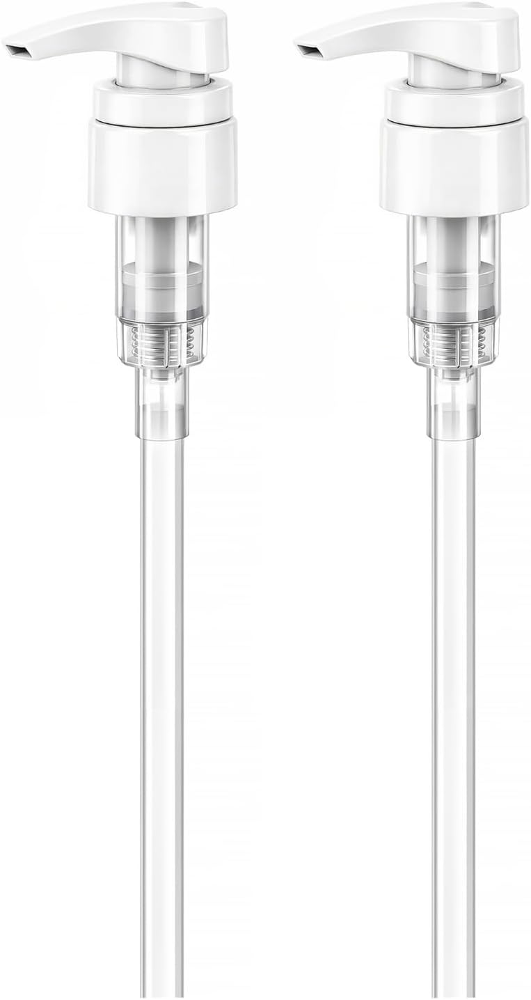 Universal Shampoo/Conditioner Dispenser Pump for Bottles, Leak Proof, Pump Top Fits 1 L/33.8 oz Bottles, 28/410 Neck Size, (White - Pack of 2)