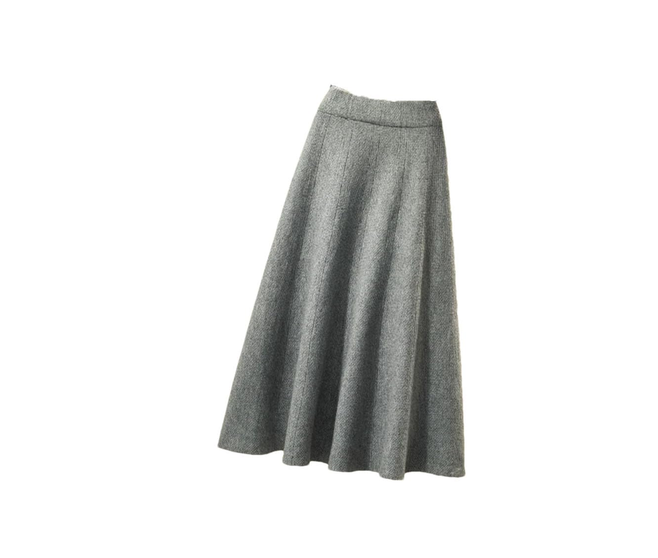 Falda midi de punto para mujer, cintura alta, plisada, delgada, acampanada, casual, parte inferior sólida