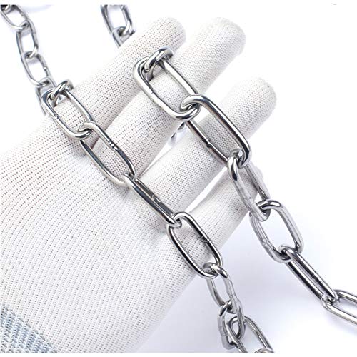 KAIISSA Edelstahlkette Starke, Hochbelastbare Geschweißte Kettenglieder zum Aufhängen von Zäunen, Gehen mit der Hundekette, Schwenkkette, Trocknen der Wäschekette Maximale Belastung 200KG, 1M