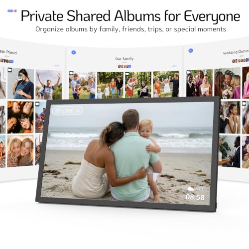 Image of NexFoto 21.5 Inch Touchscreen Large Digital Picture Frame 64GB, WiFi Digital Photo Frame, Add Photos from Google Photos, Share Videos via App /USB /Micro SD, for Mom /Grandparents /Birthday, Black