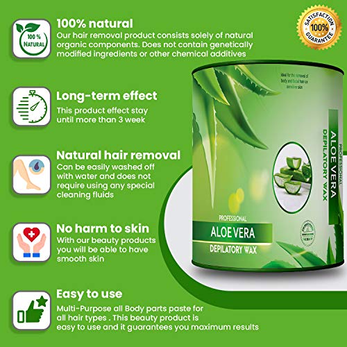 Sugar Wax Kit - Wax Hair Removal For Women - Body+Face Wax - All Skin Types - At Home Waxing Kit With 28.9 Oz Wax Kit (Strips Not Included) (Aloe Vera) #TOP2
