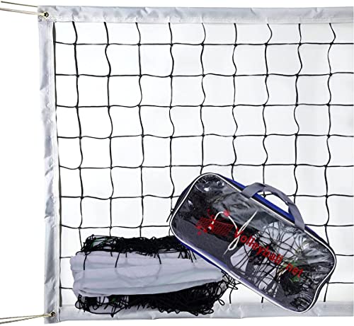 Tournament Volleyball Net 9.5m x 1m Outdoor with Tear-Resistant Border Aircraft Steel Cable for Backyard Schoolyard Beach, Badminton Pro Volleyball Net