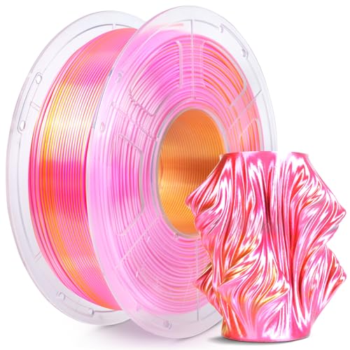 Image of SUNLU Silk Dual Color Pla Filament, Silk PLA 3D Printer Filament 1.75mm, Shiny Silk Texture, Dimensional Accuracy + /- 0.02mm, 1KG Spool (2.2 lbs), PLA Silk Dual Color (Pink Gold)