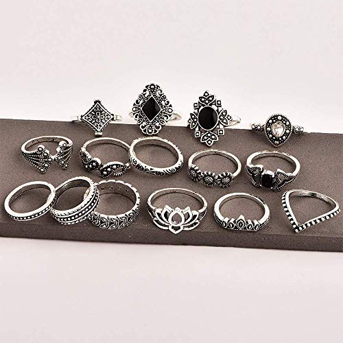 YouBella Oxidised Combo of 15 Boho Silver Plated Rings for Girls and Women (YBRG_20111A) (Silver) - Image 3