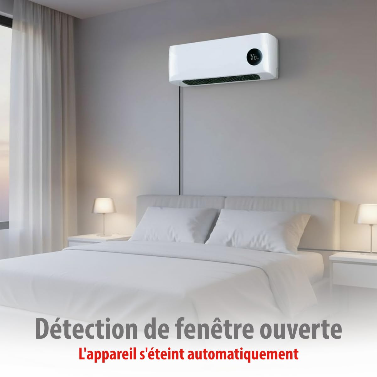 alpina Termoventilatore da parete 2000 W, in ceramica, con 2 livelli di potenza e timer, termostato digitale
