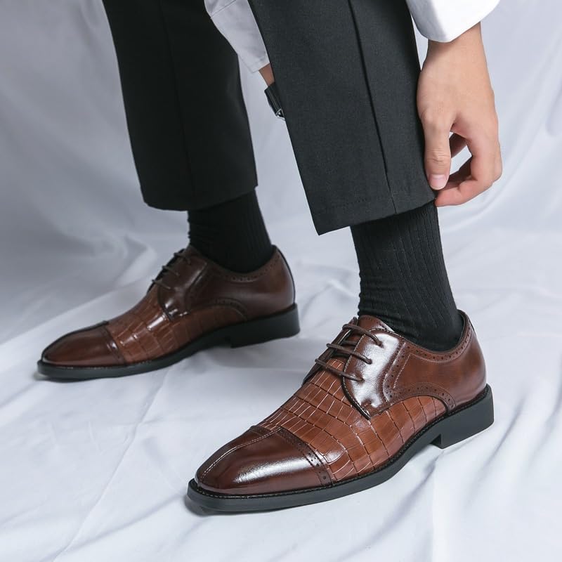 British Style Luxury Dress Shoes Classic Retro Lace-Up Brogue Wingtip Oxfords Men's Suit Tuxedo Leather Shoes2