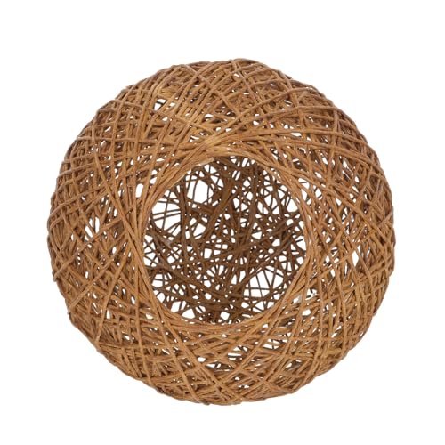 OATIPHO Abat-jour Boule en Rotin Tressé 15 Cm Ton Café Clair, Couverture Lumineuse Décorative pour Plafonnier et Lampe de Table, Cache-lustre Artisanal pour...