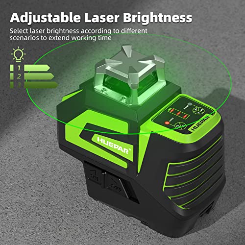 Huepar Self-Leveling Green Laser Level Cross Line With 2 Plumb Dots Laser Tool -360 Horizontal Line Plus Large Fan Angle Of Vertical Beam -Li-Ion Battery With Type-C Charging Port&Magnetic Base 7211Cg #TOP3