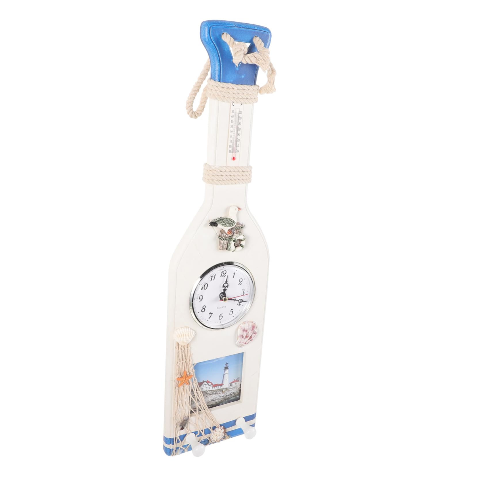 Yardwe Termometro da Muro Decorativo in Legno Stile Nautico Medio | Resina e Legno, Finitura Liscia senza Bave, per Finestra o Occasione a Tema Marino
