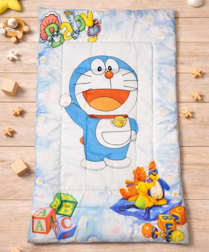 Image of FRIDO New Born Baby Godadi Pack of 5 Combo Set Soft Cotton Baby godi| Godari | Baby Bed | Crib Sheet | Cartoon Mat Godadi | Bedding Set | Multicolor(Set of 5) (Blue-1)