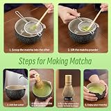 TEANAGOO Zestaw do japońskiej herbaty (7-częściowy) Miska Matcha z dziobkiem Bambusowa Trzepaczka Matcha (Chasen) Łopata (Chashaku) Uchwyt Trzepaczki Matcha Zestaw Trzepaczek Matcha N3 Jasnoszary