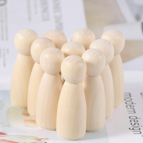 Miniatura 7 de Kisangel 20pcs DIY Peg Doll Ángel Cuerpos de madera sin terminar Peg Personas para manualidades Personas Formas para Artes y Artesanías 2.559 in