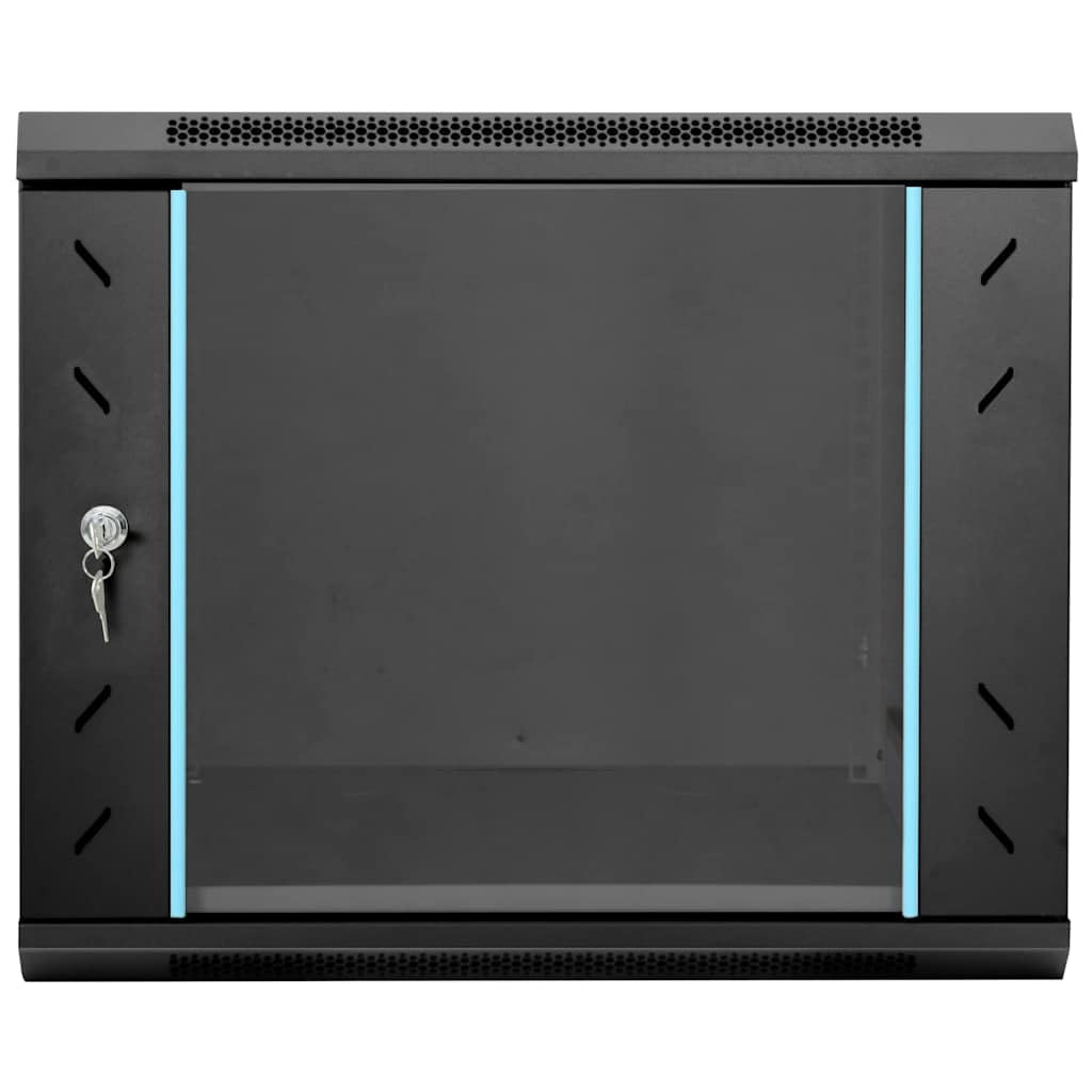 Armadio di rete 60 x 60 x 50 cm, montaggio a parete, armadio server da 19 pollici, armadio in acciaio nero per apparecchiature IT