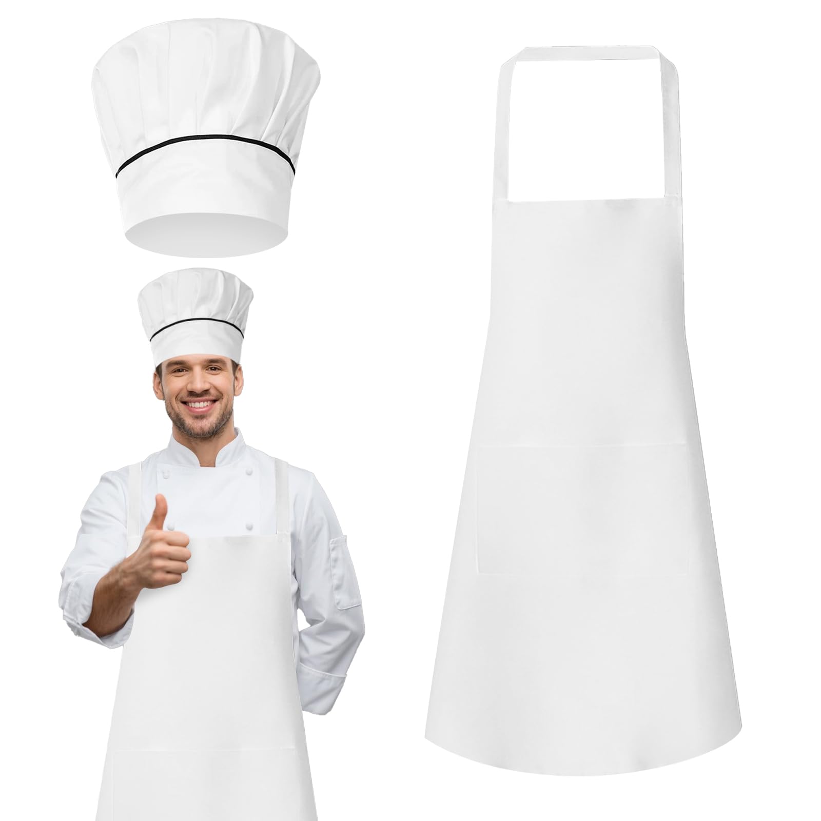atnayo 24cm Chef Hat for Women Men, Chefs Hats with Apron